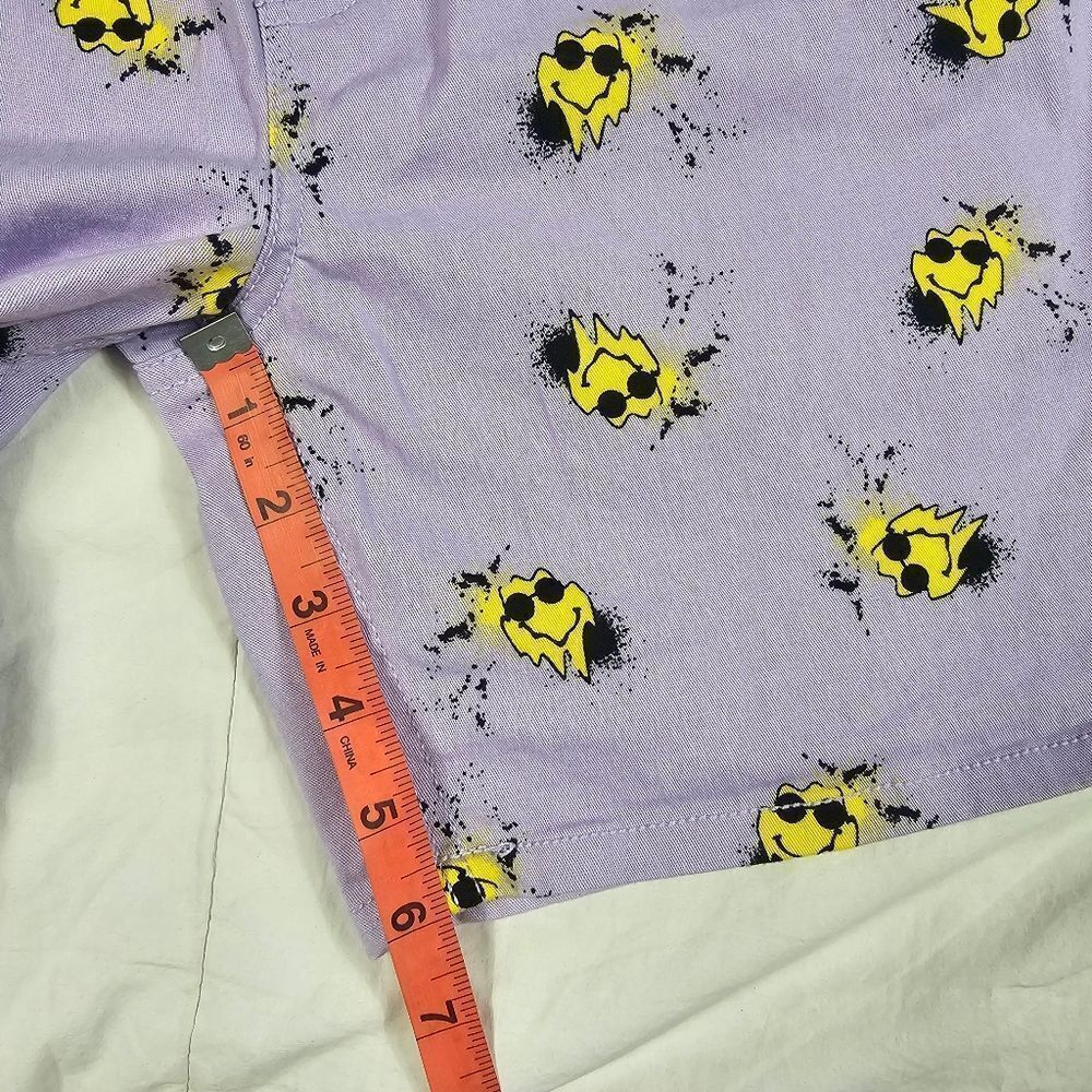 Fresh Prints of Bel Air Purple Stretch Twill Smiley Face Shorts Men's Size M - Picture 10 of 10